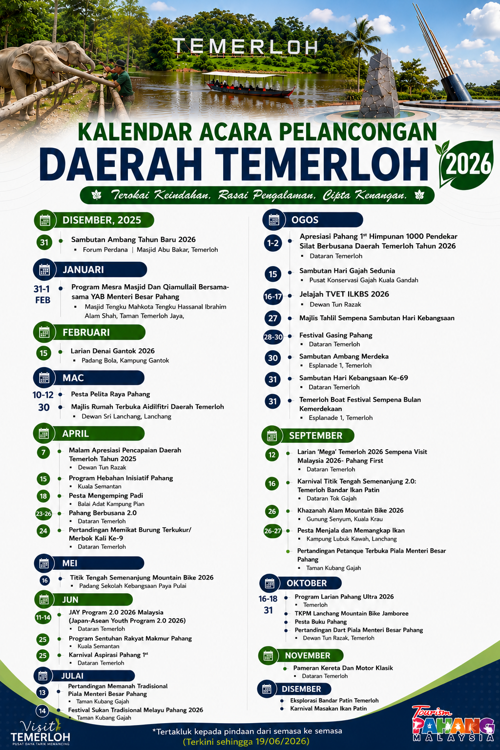 Kalendar Acara Pelancongan Daerah Temerloh Tahun 2026